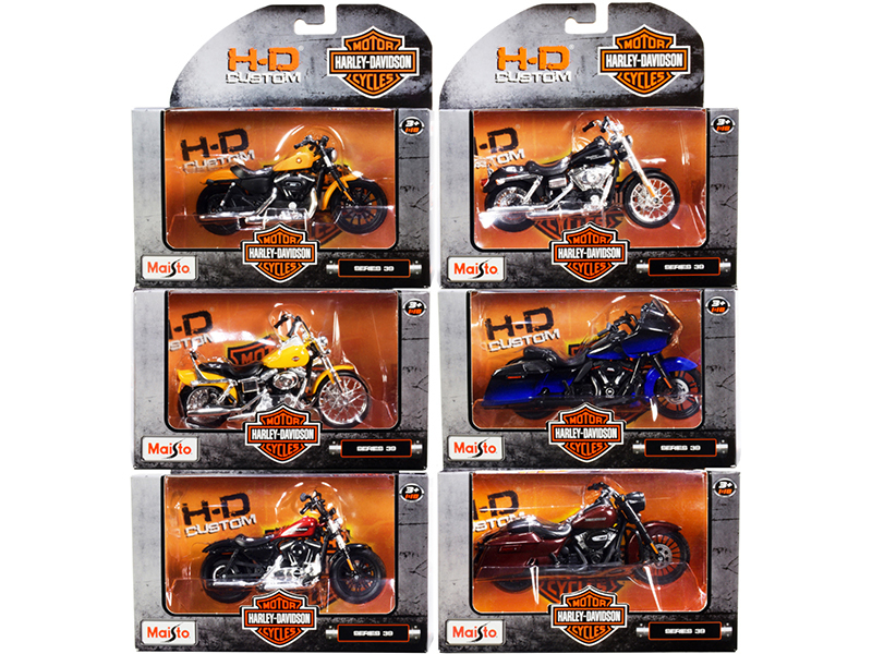 Harley-Davidson Motorcycles 6 piece Set Series 39 1/18 Diecast Models by Maisto Automotive