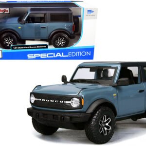 2021 Ford Bronco Badlands Blue with Black Top "Special Edition" 1/24 Diecast Model Car by Maisto Ford by Diecast Mania