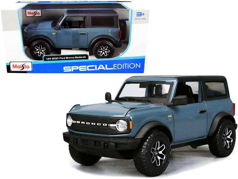 2021 Ford Bronco Badlands Blue with Black Top "Special Edition" 1/24 Diecast Model Car by Maisto Automotive