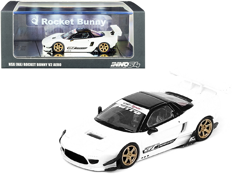 NSX (NA) Rocket Bunny V2 Aero RHD (Right Hand Drive) White with Black Top "Auto Fashion" 1/64 Diecast Model Car by Inno Models Automotive