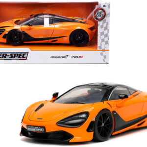 McLaren 720S RHD (Right Hand Drive) Orange and Black "Hyper-Spec" Series 1/24 Diecast Model Car by Jada Sports Car Racing Model Cars by Diecast Mania