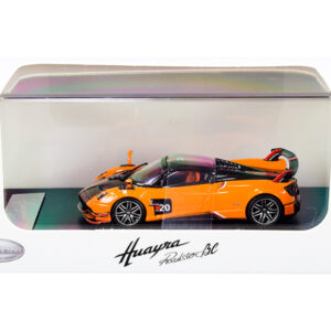 Pagani Huayra Roadster BC Orange and Carbon with Red and White Stripes 1/64 Diecast Model Car by LCD Models Automotive by Diecast Mania