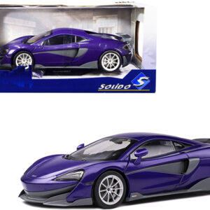 2018 McLaren 600LT Coupe Lantana Purple Metallic with Gray Accents 1/18 Diecast Model Car by Solido  by Diecast Mania