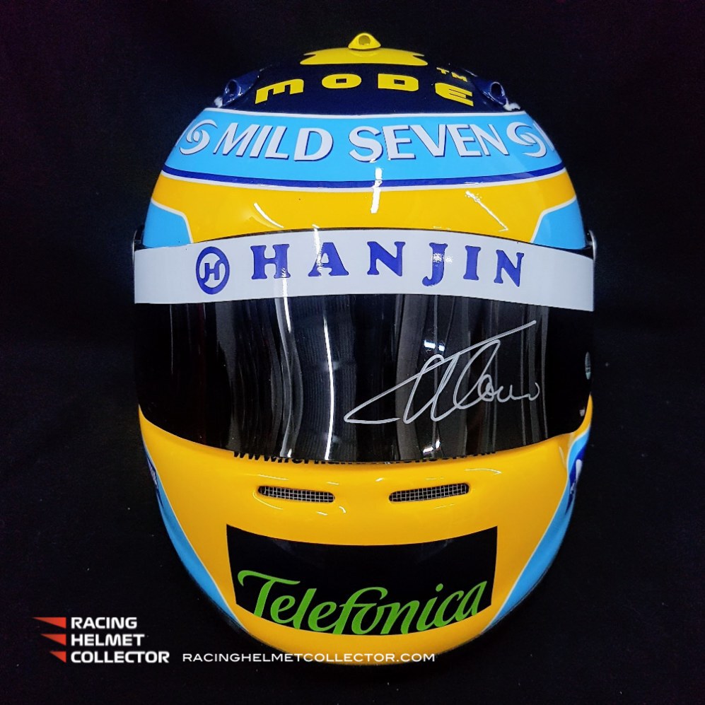Fernando Alonso Signed Helmet 2006 Autographed Display F1 Renault Helmet Full Scale 1:1 AS-00948 Fernando Alonso Signed Helmet 2006 Autographed Display F1 Renault Helmet Full Scale 1:1 AS-00948