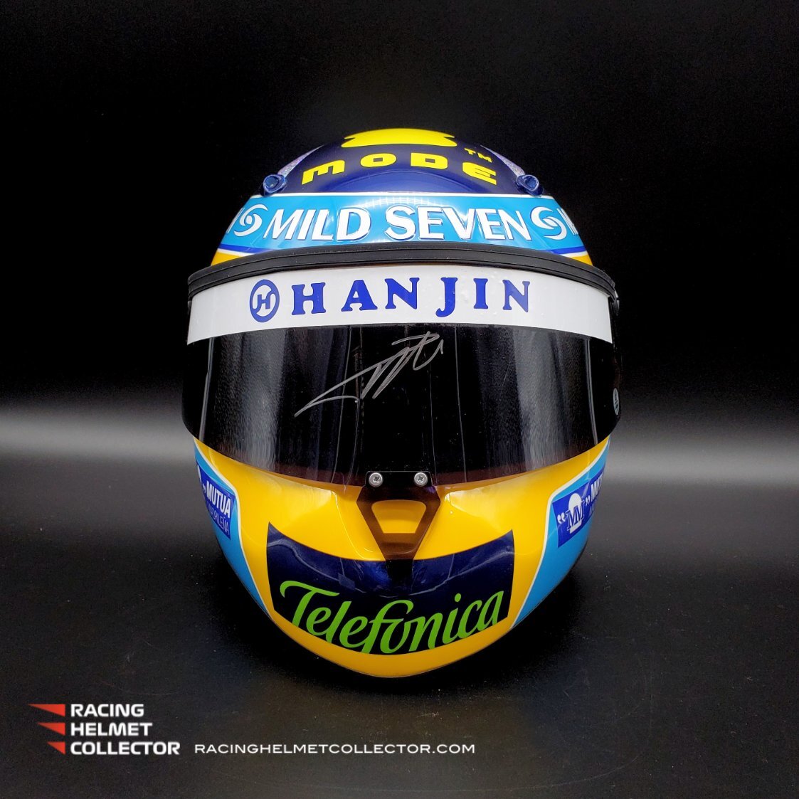 スポーツ選手 F.Alonso 2006 Renault Used Visor Signed Fernando Alonso Signed Helmet Visor 2006 Renault Tribute