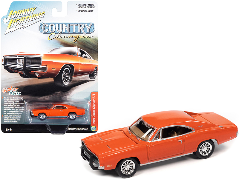 1969 Dodge Charger R/T Orange "Country Charger" 1/64 Diecast Model Car by Johnny Lightning Automotive