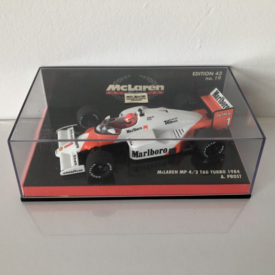 1985 Niki Lauda McLaren Tag Turbo MP4/2B Minichamps 1:43 Scale (Note: Card Plinth info is incorrect) Automotive