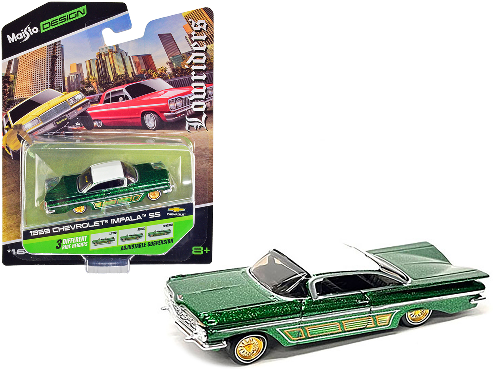 1959 Chevrolet Impala ミニカー 1959 CHEVROLET IMPALA LOWRIDER GREEN 1/24 DIECAST MODEL CAR