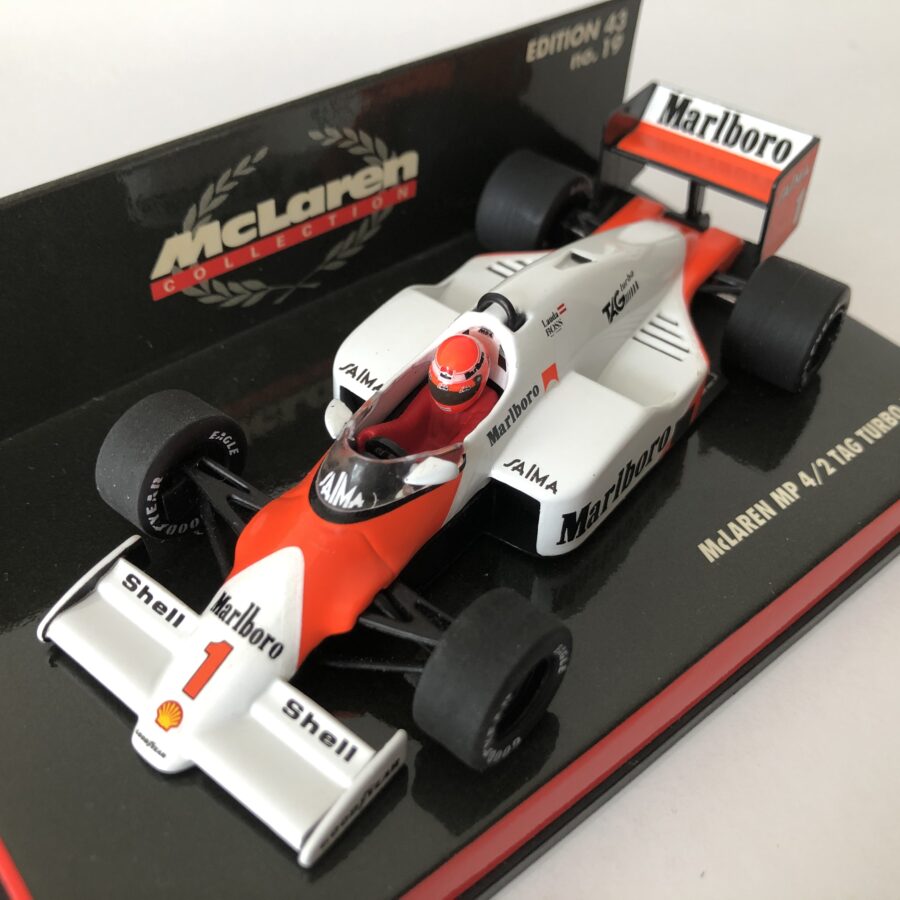 1985 Niki Lauda McLaren Tag Turbo MP4/2B Minichamps 1:43 Scale (Note: Card Plinth info is incorrect) Automotive