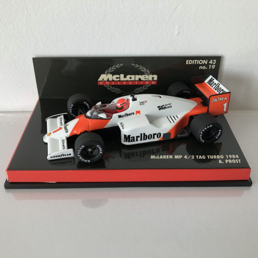 1985 Niki Lauda McLaren Tag Turbo MP4/2B Minichamps 1:43 Scale (Note: Card Plinth info is incorrect) Automotive
