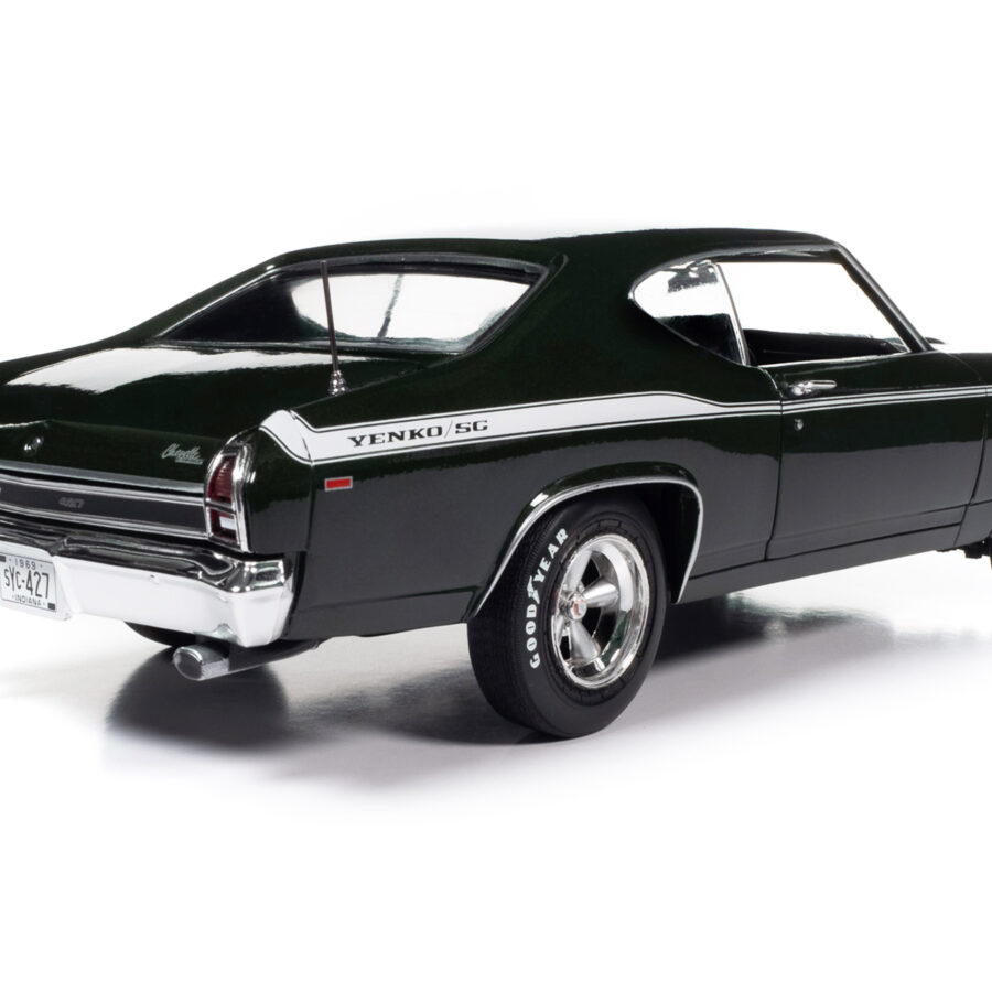 1969 Chevrolet Yenko Chevelle Hardtop Fathom Green Metallic with White Stripes 1/18 Diecast Model Car by Auto World Automotive