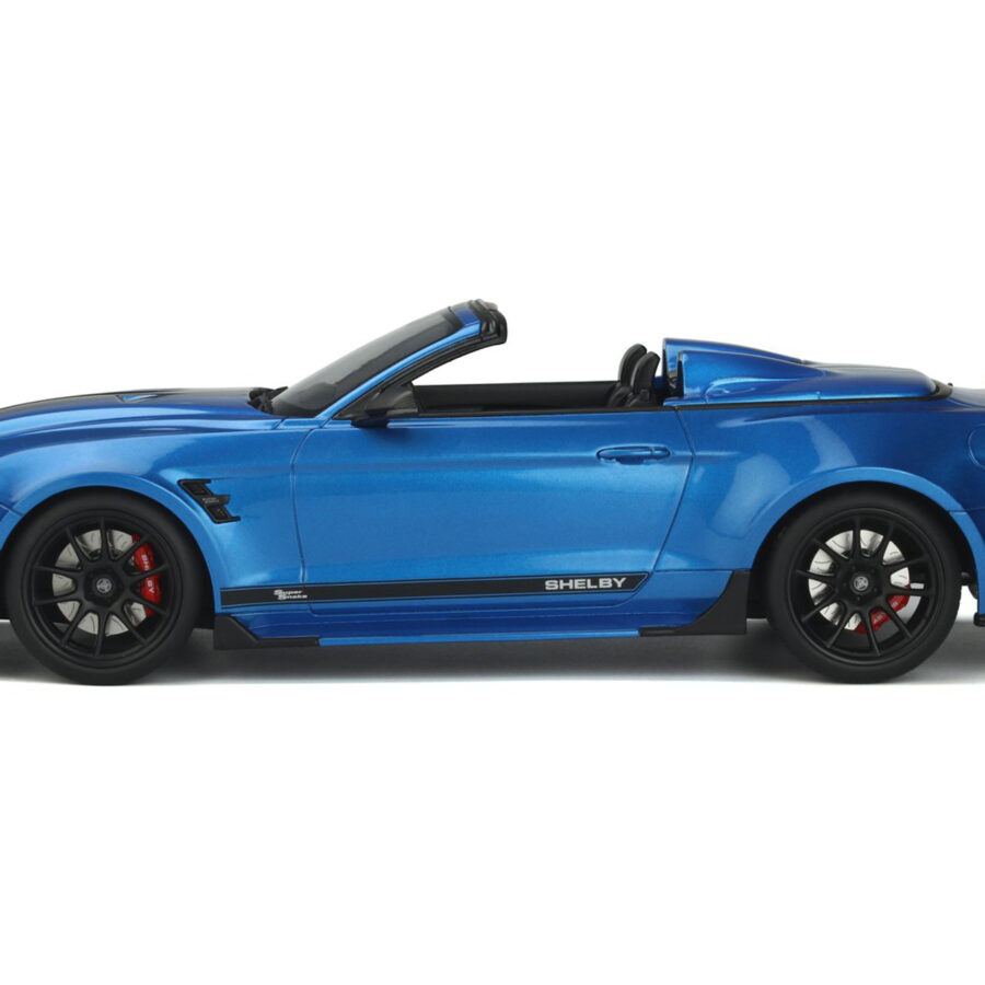 2022 Shelby Super Snake Speedster Convertible Blue Metallic with Black Stripes 1/18 Model Car by GT Spirit Automotive