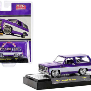 1973 Chevrolet K5 Blazer Purple Metallic and White Limited Edition to 6600 pieces Worldwide 1/64 Diecast Model Car by M2 Machines  by Diecast Mania