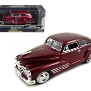 1948 Chevrolet Aerosedan Fleetline Dark Red Metallic 1/24 Diecast Model Car by Motormax Automotive by Diecast Mania