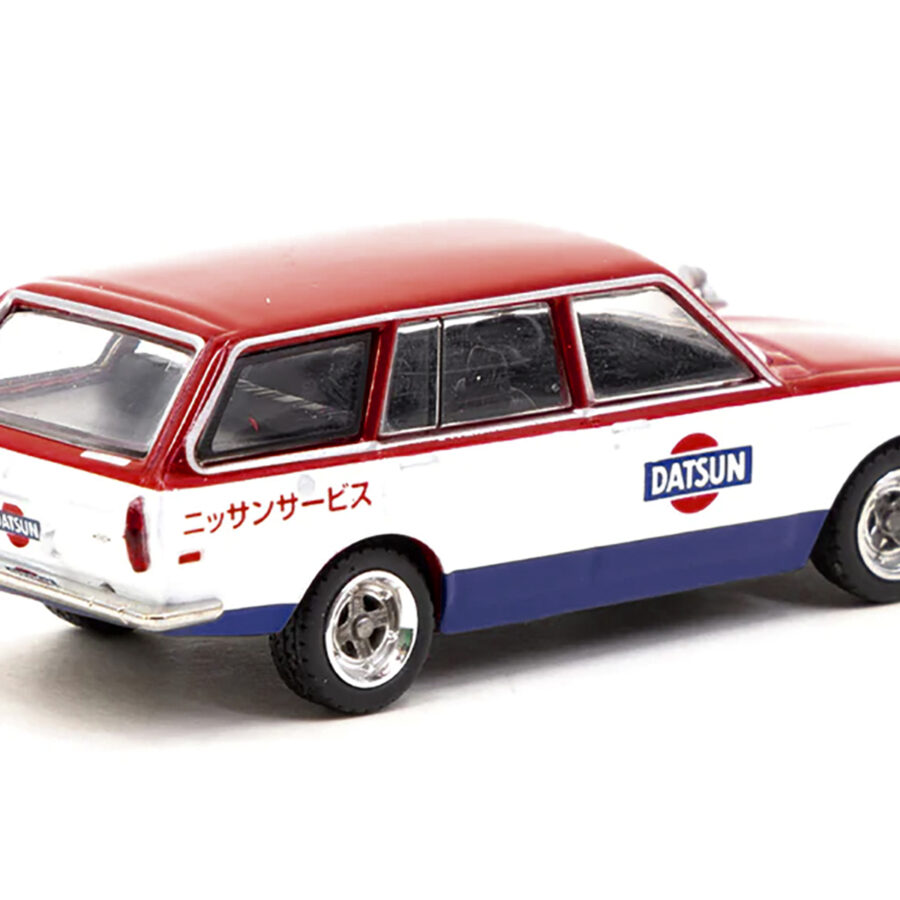 Datsun Bluebird 510 Wagon Service Car Red and White with Blue "Global64" Series 1/64 Diecast Model Car by Tarmac Works Automotive