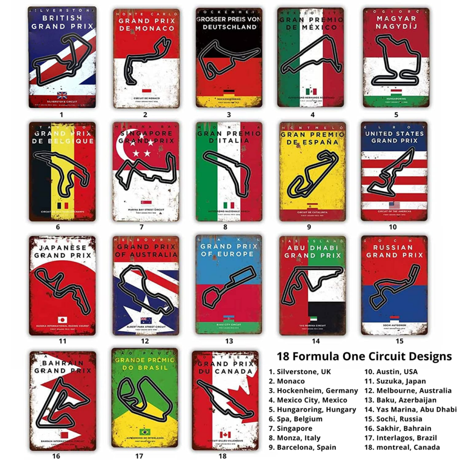 Brazil São Paulo Grand Prix Hungaroring Vintage Metal Sign, F1 Retro Wall Art Decoration Print, Gift for Formula 1 Fans Hungary GP - Hungaroring Track Art