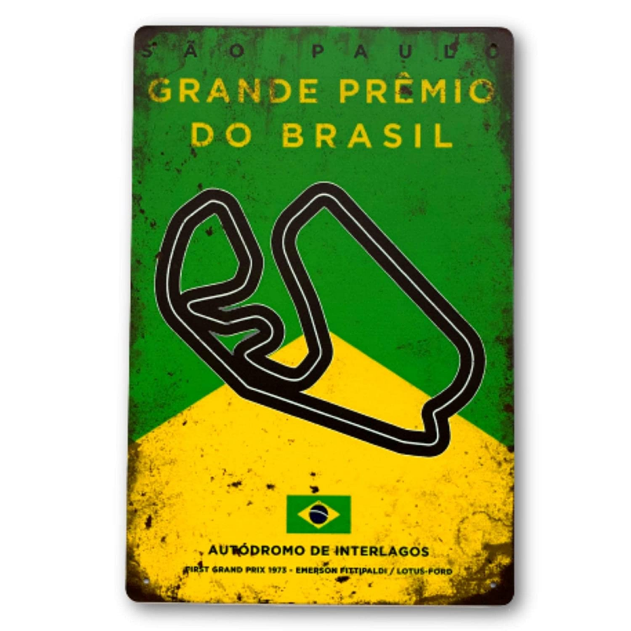 Brazil São Paulo Grand Prix Hungaroring Vintage Metal Sign, F1 Retro Wall Art Decoration Print, Gift for Formula 1 Fans Hungary GP - Hungaroring Track Art