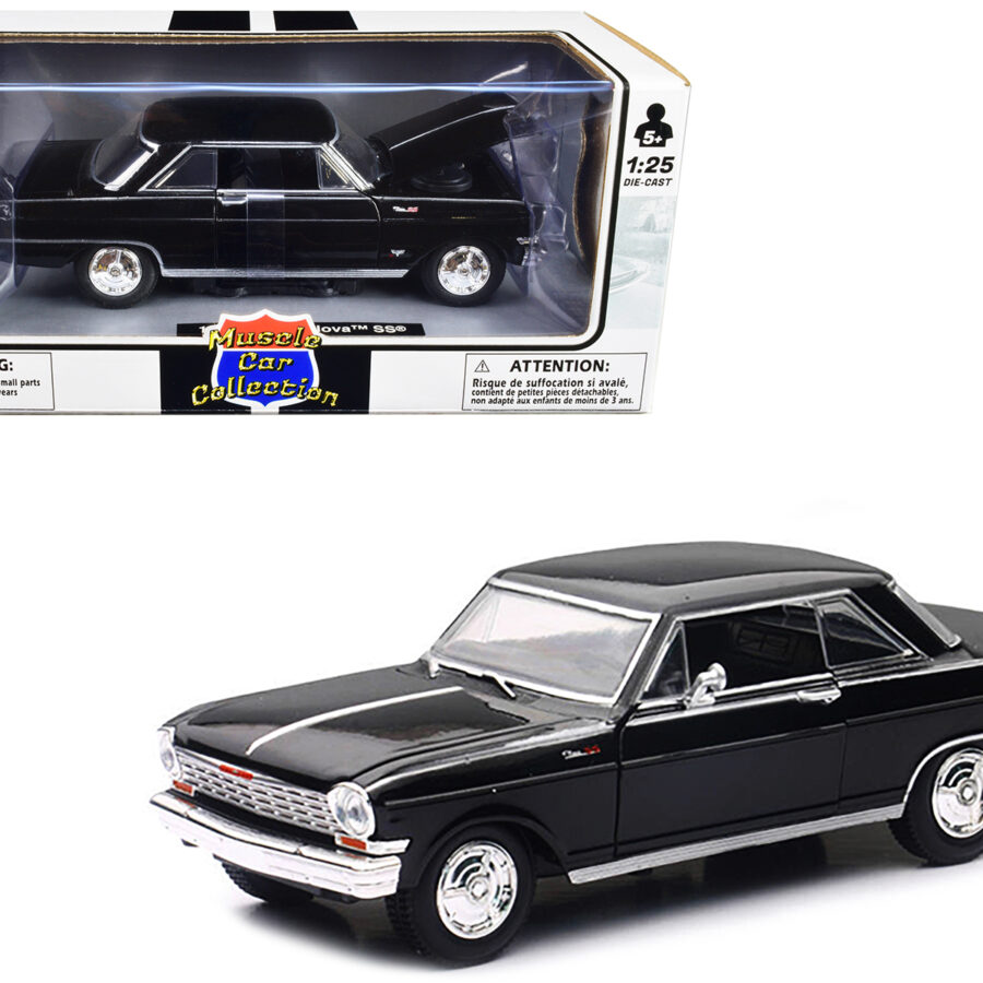 1964 Chevrolet Nova SS Black "Muscle Car Collection" 1/25 Diecast Model Car by New Ray Automotive