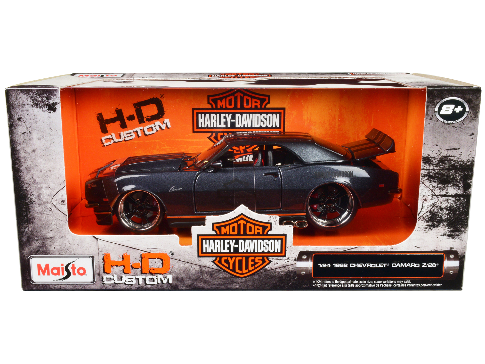 1/24 1968 Chevrolet CamaroSS ドラックレースカー 1968 Chevrolet Camaro Z/28 Dark Gray Metallic with Black and
