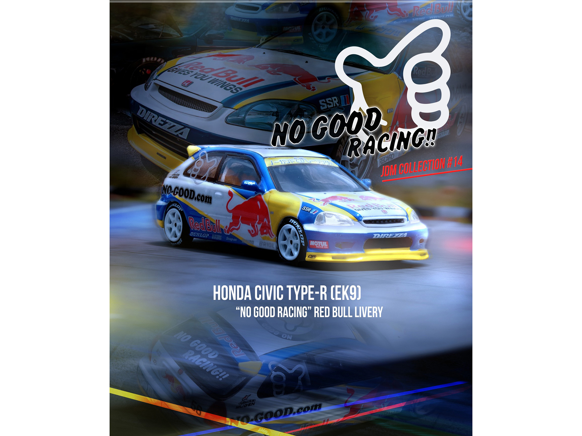 イノモデル Civic Type R EK9 NO GOOD RACING Inno64 Honda Civic EK9 Type R JDM NO GOOD RACING Black 1/64