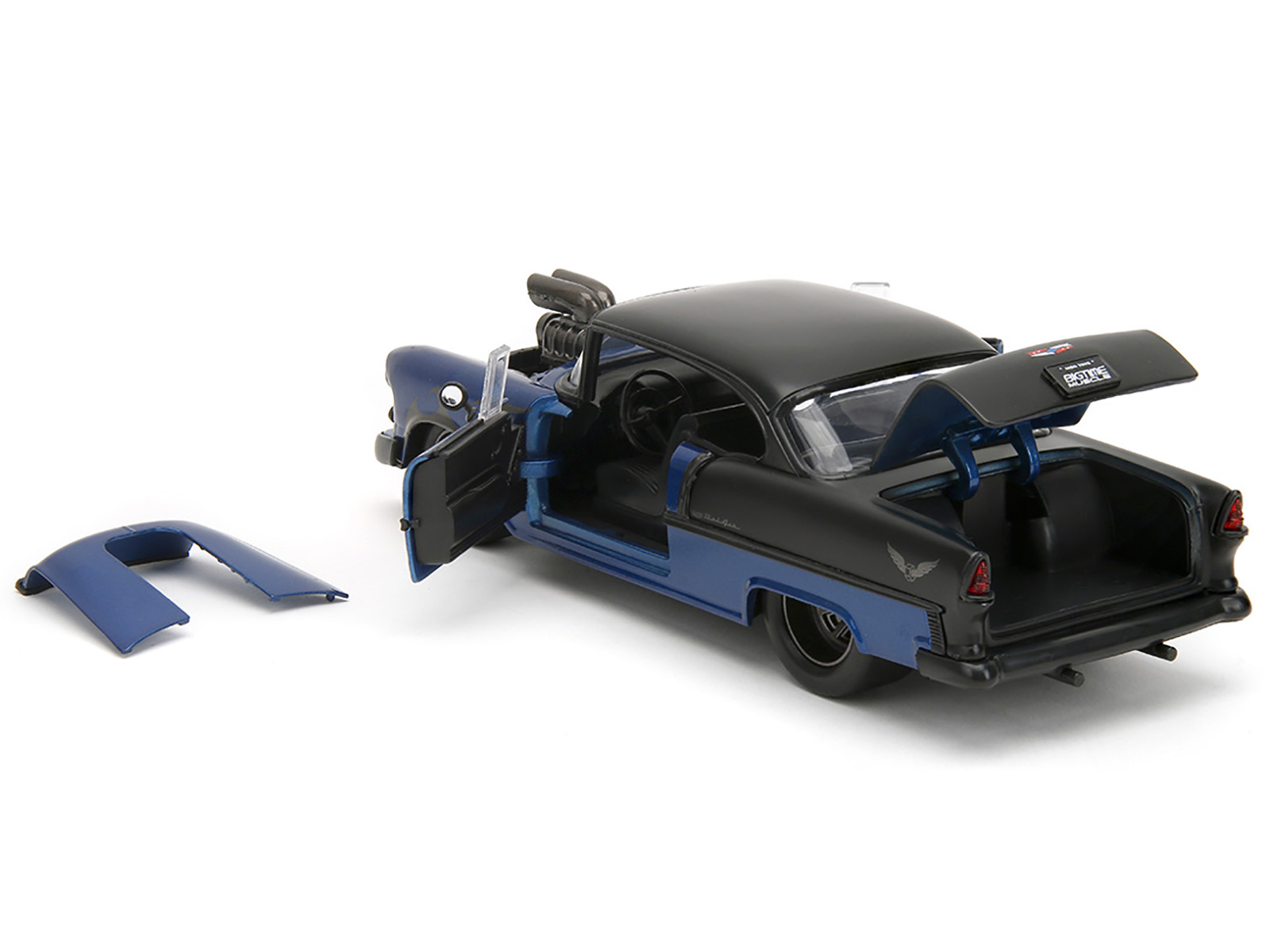 jada toys 1955 Chevrolet Bel Air フレイムス 1955 Chevrolet Bel Air Blue Metallic and Black with Black