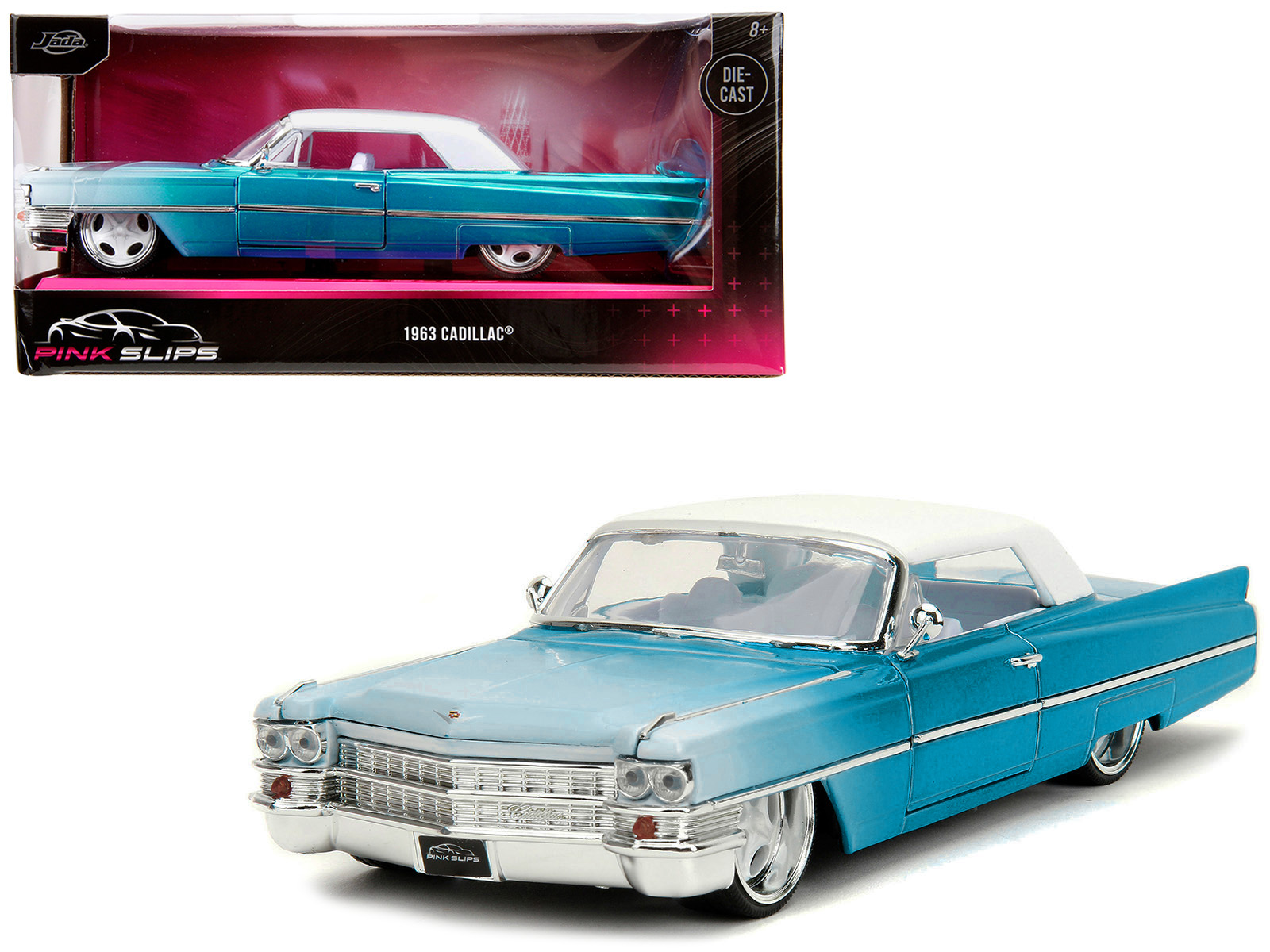 1963 Cadillac Coupe DeVille Blue Metallic and White Gradient