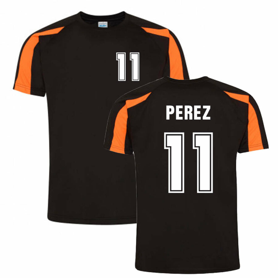 Sergio Perez 2016 Performance T-Shirt (Black-Orange) Sports Car Racing Clothing