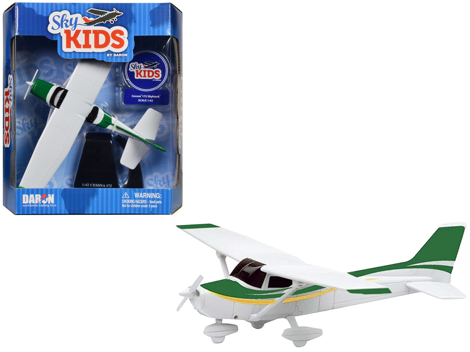 Cessna 172 Aircraft White with Green and Yellow Stripes 