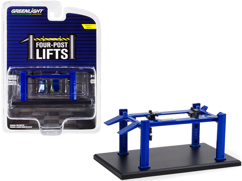 Adjustable Four-Post Lift Blue "Four-Post Lifts" Series 1 1/64 Diecast Model by Greenlight Automotive