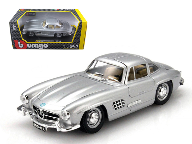 1954 Mercedes Benz 300 SL Gullwing Silver 1/24 Diecast Model Car by Bburago Automotive