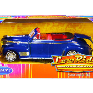 1941 Chevrolet Special Deluxe Convertible Candy Blue Metallic with Red Interior "Low Rider Collection" 1/24 Diecast Model Car by Welly by Diecast Mania