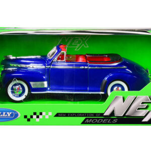 1941 Chevrolet Special Deluxe Convertible Blue Metallic with Red Interior "NEX Models" 1/24 Diecast Model Car by Welly by Diecast Mania