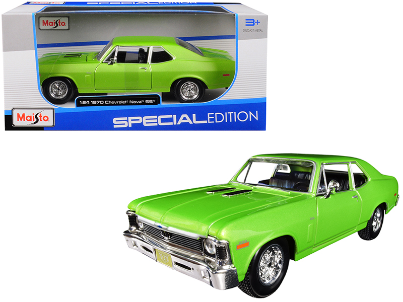 1970 Chevrolet Nova SS Metallic Green 1/24 Diecast Model Car by Maisto Automotive