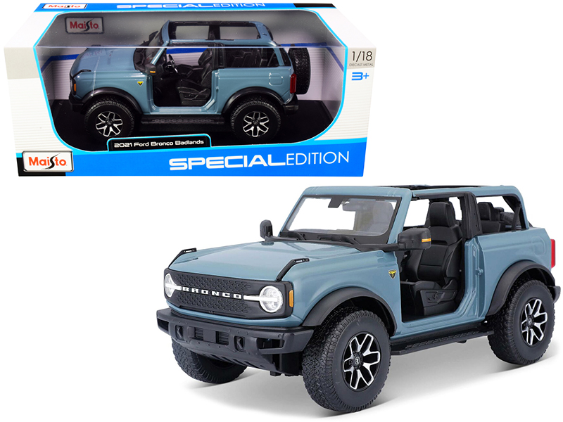 2021 Ford Bronco Badlands Blue "Special Edition" 1/18 Diecast Model Car by Maisto Automotive