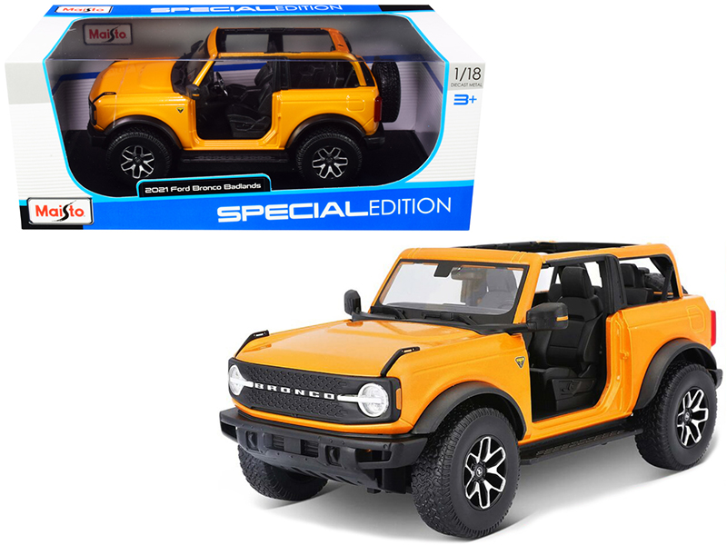 2021 Ford Bronco Badlands Orange Metallic "Special Edition" 1/18 Diecast Model Car by Maisto Automotive
