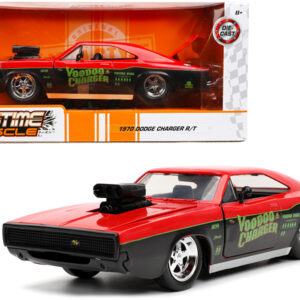 1970 Dodge Charger R/T "Voodoo Charger" Red and Black "Bigtime Muscle" Series 1/24 Diecast Model Car by Jada Sports Car Racing Gifts by Diecast Mania