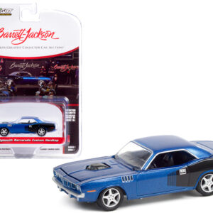 1970 Plymouth Barracuda Custom Hardtop Blue Metallic and Black with Modern HEMI Lettering (Lot #720) Barrett Jackson "Scottsdale Edition" Series 7 1/64 Diecast Model Car by Greenlight Sports Car Racing Collectibles by Diecast Mania