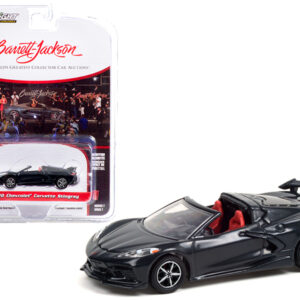 2020 Chevrolet Corvette C8 Stingray Convertible Shadow Gray Metallic with Adrenaline Red Interior (Lot #3002) Barrett Jackson "Scottsdale Edition" Series 7 1/64 Diecast Model Car by Greenlight Sports Car Racing Model Cars by Diecast Mania