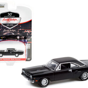 1970 Plymouth Road Runner Gloss Black with Black Vinyl Top and Matt Black Hood Stripes (Lot #970.1) Barrett Jackson "Scottsdale Edition" Series 8 1/64 Diecast Model Car by Greenlight by Diecast Mania