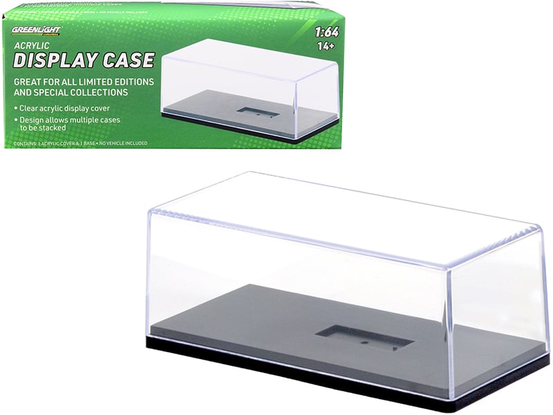 Collectible Acrylic Display Show Case with Black Plastic Base for 1/64 Scale Model Cars by Greenlight Automotive