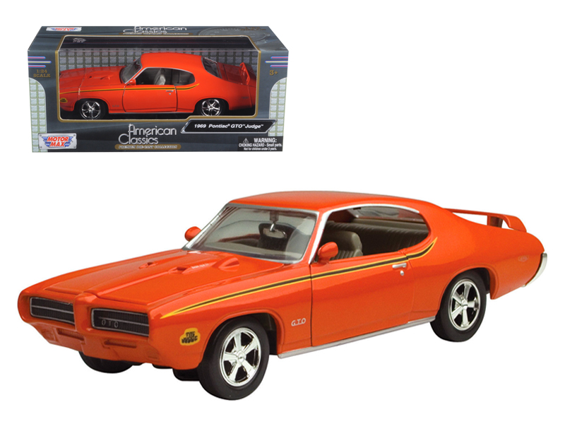 1969 Pontiac GTO Judge Orange with Stripes 1/24 Diecast Model Car by Motormax Automotive