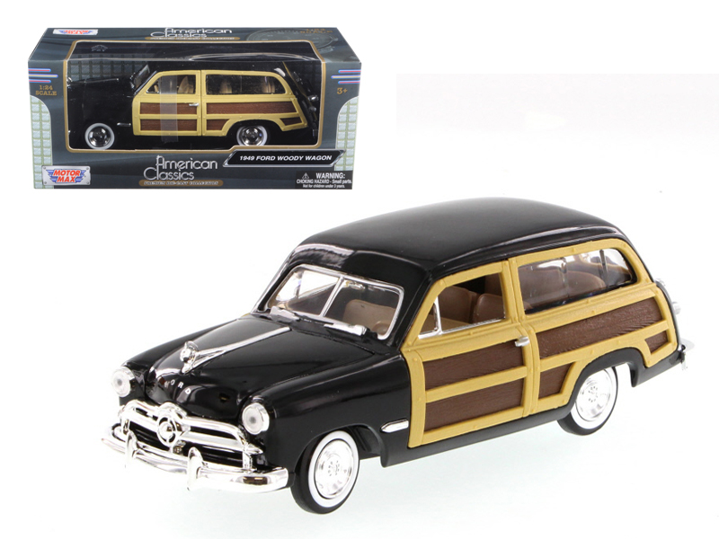 1949 Ford Woody Wagon Black 1/24 Diecast Model Car by Motormax Automotive