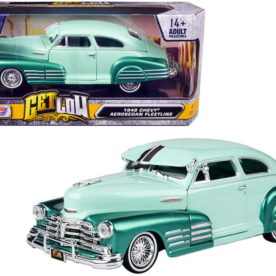 1948 Chevrolet Aerosedan Fleetside Lowrider Pastel Green and Green Metallic Two-Tone "Get Low" Series 1/24 Diecast Model Car by Motormax Automotive