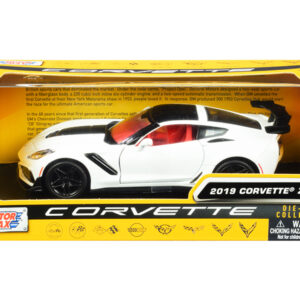 2019 Chevrolet Corvette C7 ZR1 White and Black with Red Interior "History of Corvette" Series 1/24 Diecast Model Car by Motormax Automotive by Diecast Mania