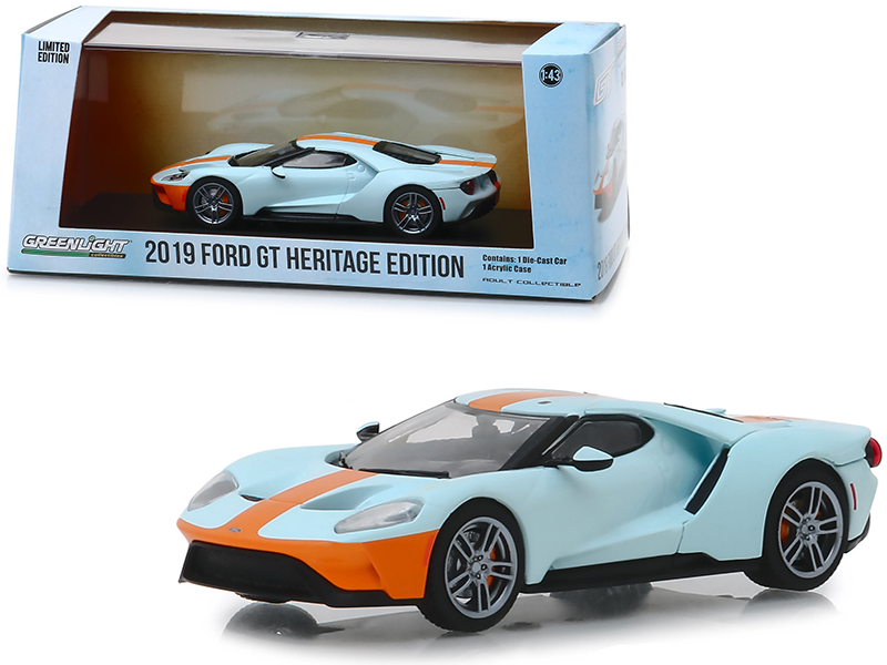 2019 Ford GT Heritage Edition "Gulf Oil" Color Scheme 1/43 Diecast Model Car by Greenlight Automotive