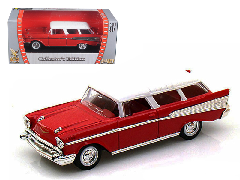 1957 Chevrolet Nomad Red with White Top 1/43 Diecast Model Car by Road Signature Automotive