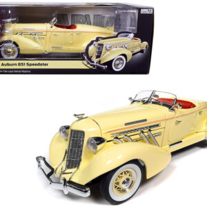 1935 Auburn 851 Speedster Cream with Red Interior 1/18 Diecast Model Car by Auto World by Diecast Mania
