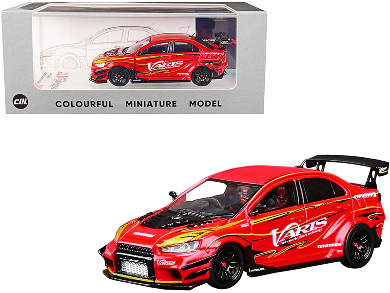 Mitsubishi Lancer Evolution X CZ4A Ver. 2 Wide Body RHD (Right Hand Drive) "Varis" Red with Graphics 1/64 Diecast Model Car by CM Models Automotive