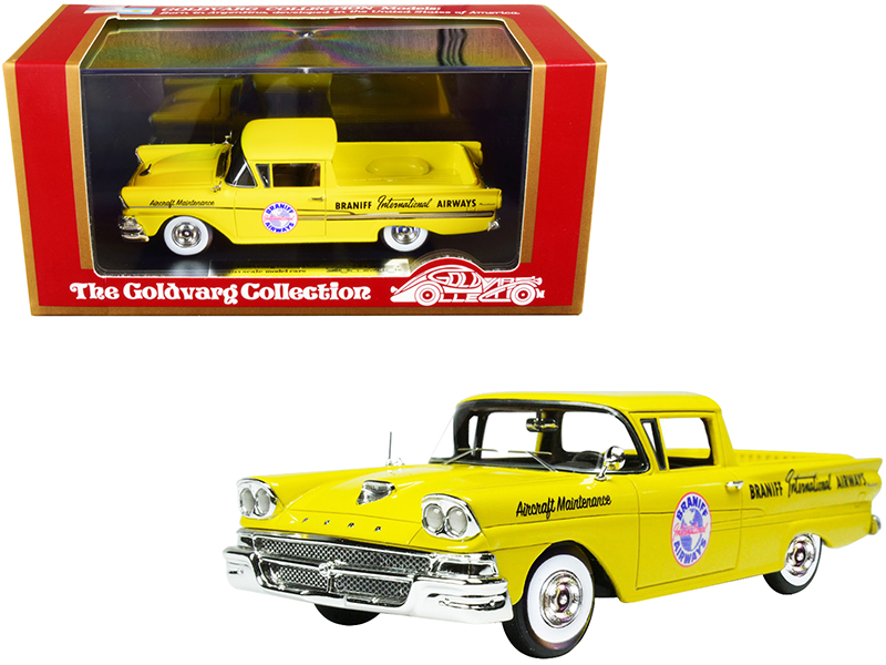 1958 Ford Ranchero Aircraft Maintenance Car Yellow "Braniff International Airways" Limited Edition to 125 pieces Worldwide 1/43 Model Car by Goldvarg Collection Automotive