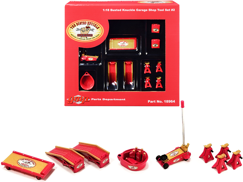 Shop Tool Set of 6 pieces "Busted Knuckle Garage" 1/18 Diecast Replica by GMP Automotive